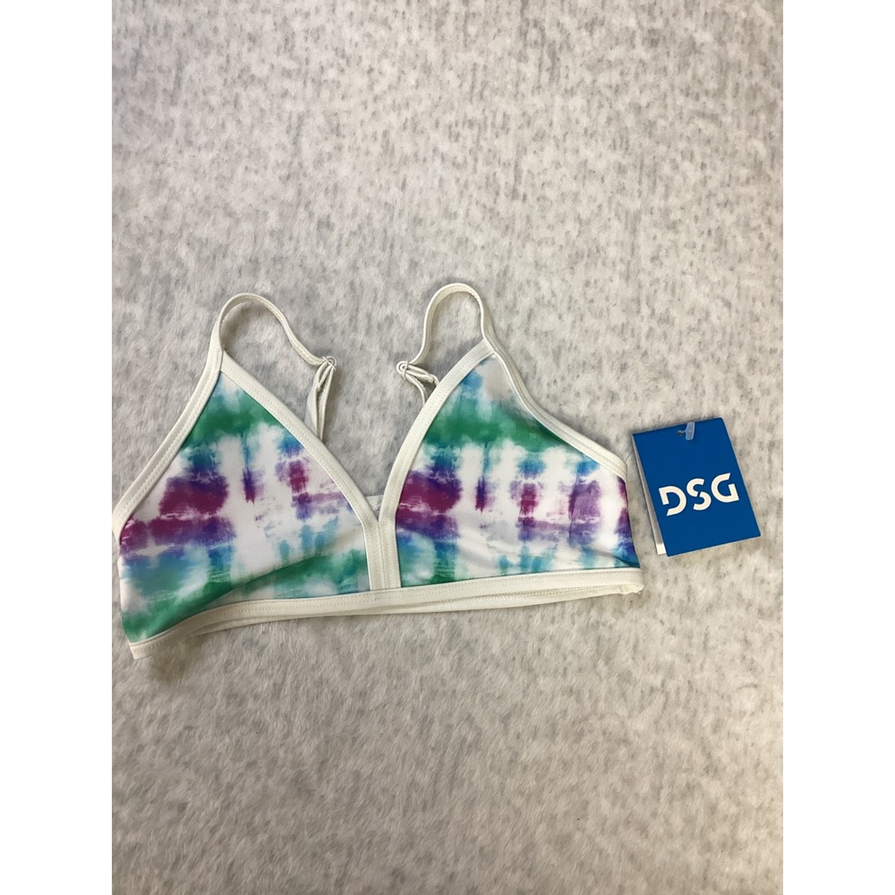 DSG Girls XS Bound Bikini Top Tide Dye Multi 50+ UV‎ Protection DSG15103DPRT